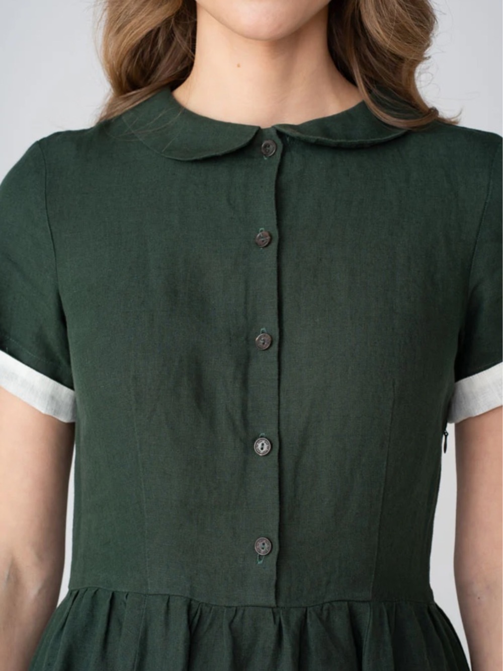 Son de Flor Short Sleeve Peter Pan Collar Linen Dress - Picture 14 of 14